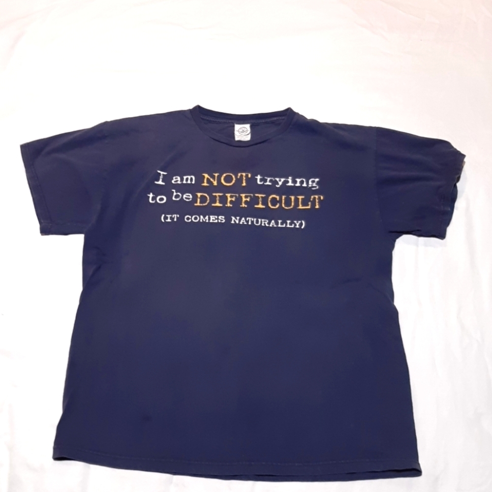 TSHIRT - Navy with slogan - Size L